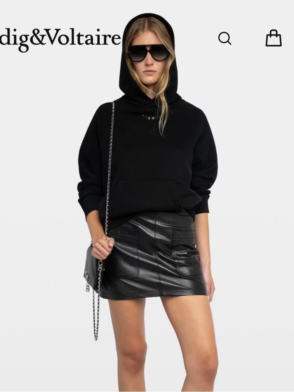 NWT ZADIG & VOLTAIRE Gregory Diamanté black hooded sweatshirt